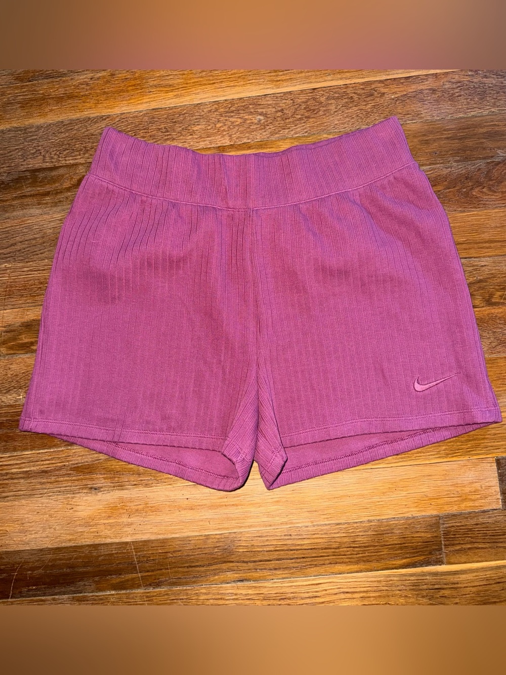 Nike Sportswear Women's Ribbed Chill Shorts in a pink/fuchsia